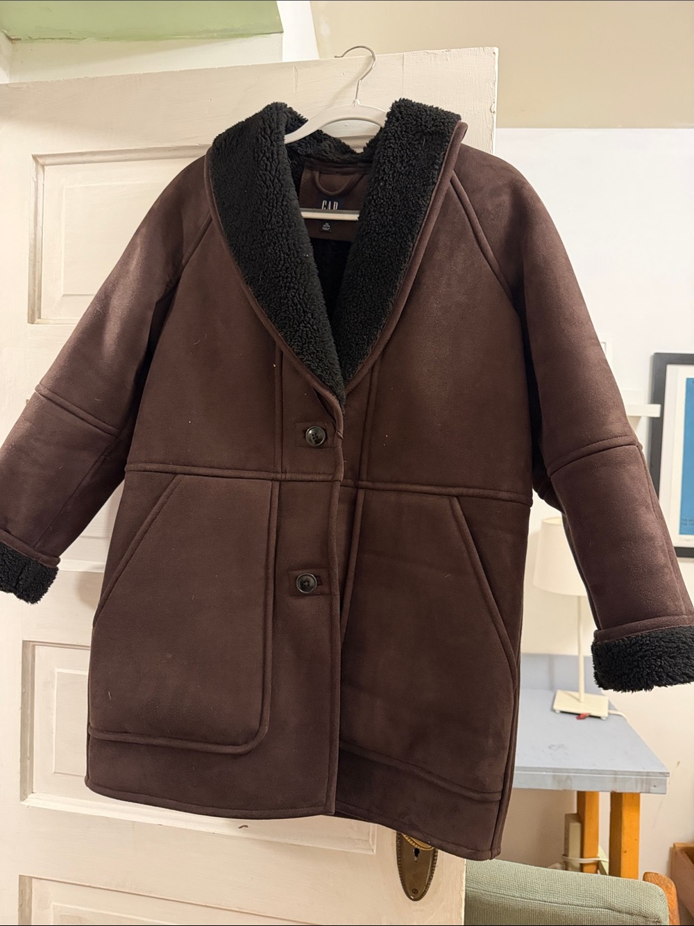 GAP Dark Brown Sherpa-Lined Kids Pea Coat
